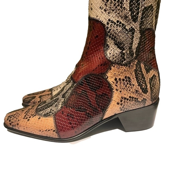 𝅺New! Pierre Hardy Reno Snake-Print Patchwork Zip Booties, Size 7 - Picture 3 of 13